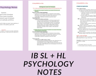 IB SL/HL Psychology Notes | Detailed Study Guide | International Baccalaureate | Study With Kiki