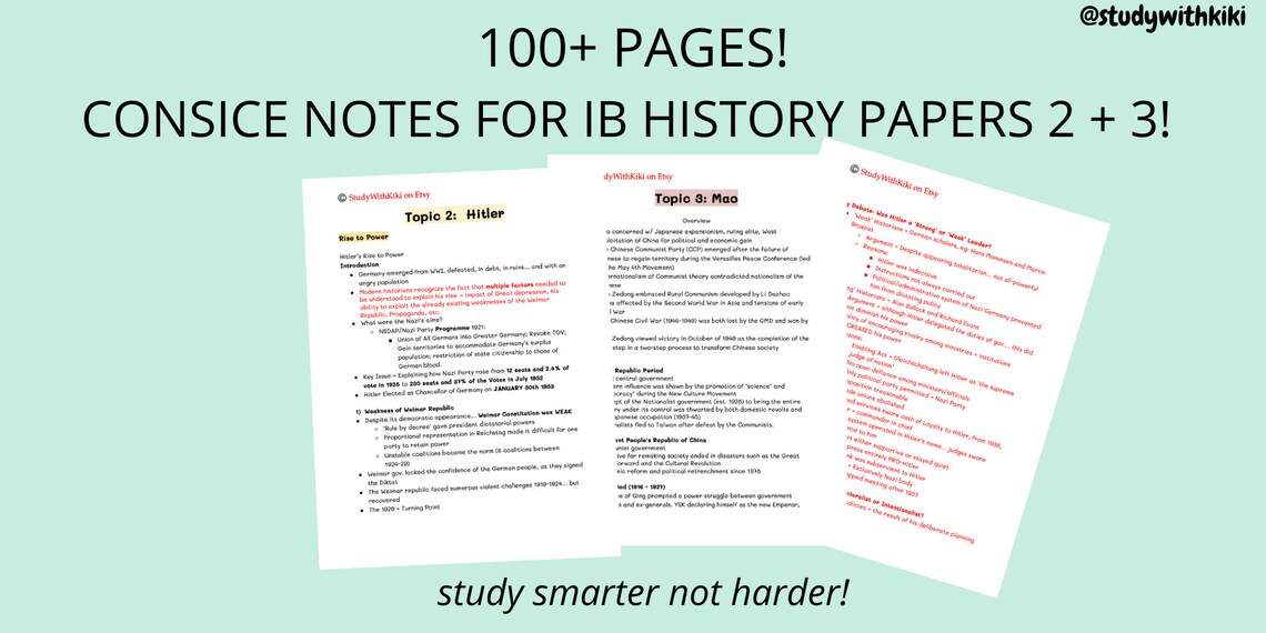 IB SL/HL Detailed History Notes Paper 2 3 International Baccalaureate