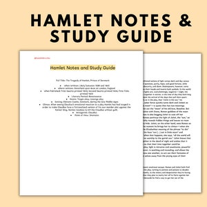 Hamlet Notes & Study Guide | iGCSE/GCSE/A level/IB/AP Lit Notes | Shakespeare notes, English Literature, school notes