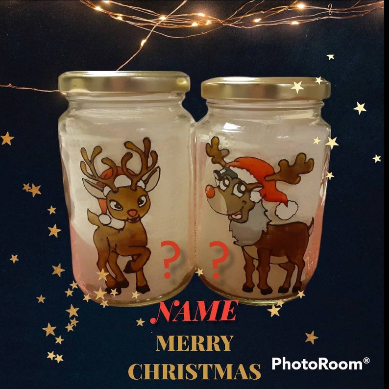 Mason jar for Christmas reindeer, gift for couple.