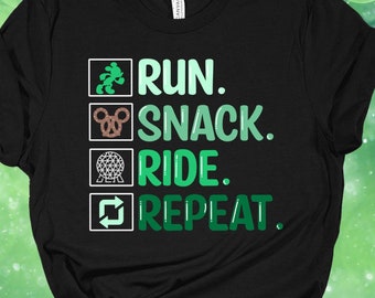 Run, Snack, Ride, Repeat! GREEN version - RunDisney-inspired Women’s Tank or Unisex Tee, Marathon Weekend, Wine and Dine, Half Marathon