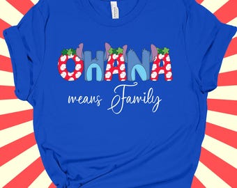 Ohana Means Family! Stitch-inspired unisex tee, women's tank, or performance tee or tank
