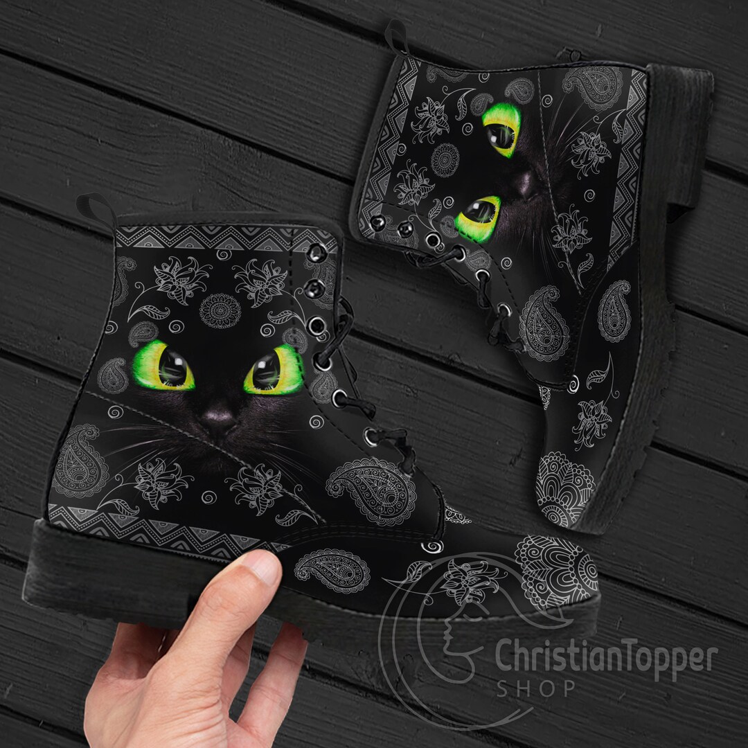 Black Cat Leather Boots Black Cat Boots Animal Boots Custom Etsy