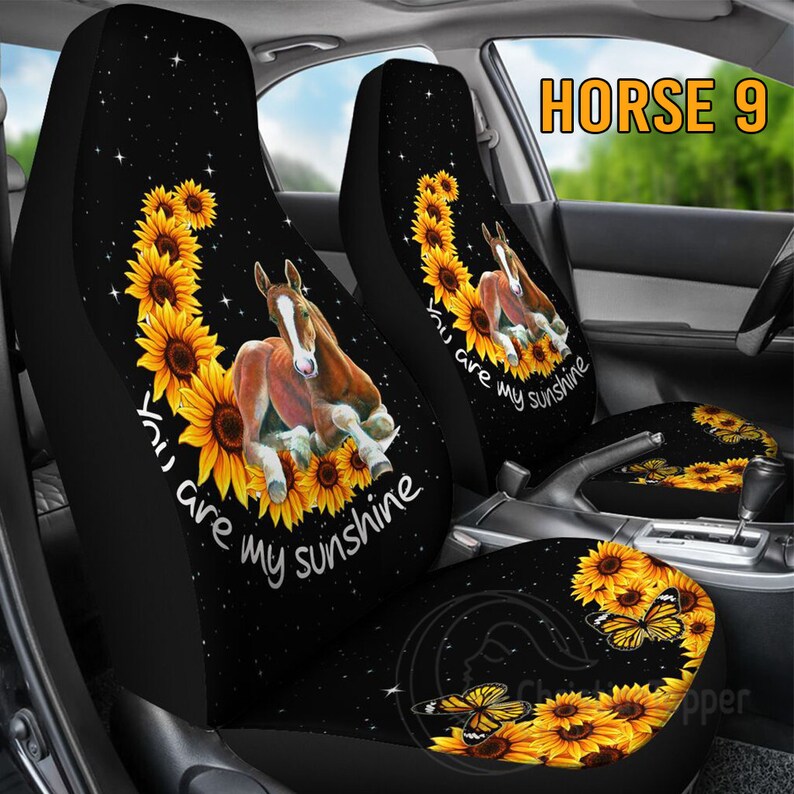 Horse Sunflower Car Seat Horse Seat Covers Seat Cushions Etsy