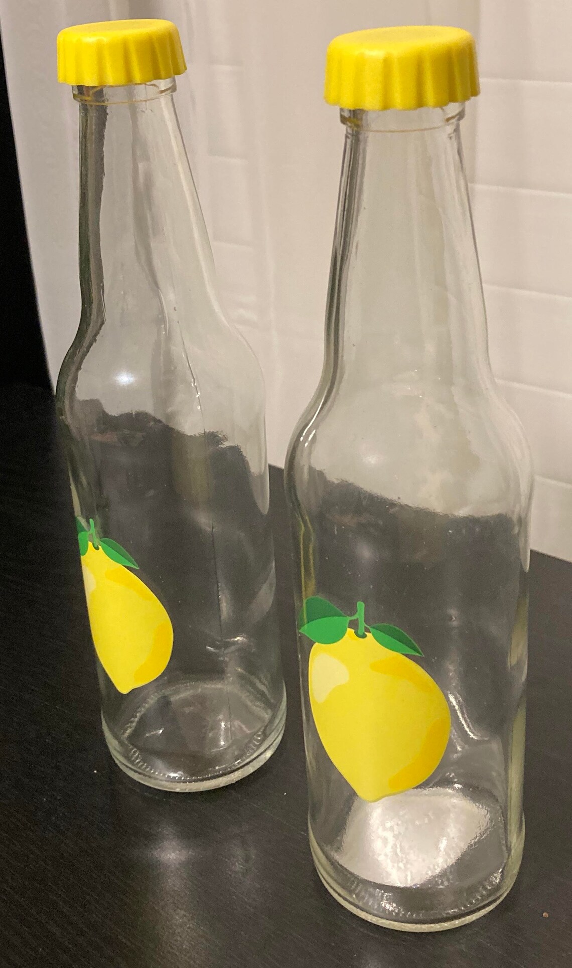2 Lemon Glass Drinking Bottles Etsy