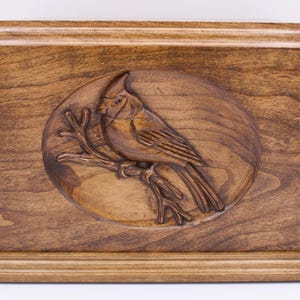Carved Cardinal Cherry Urn