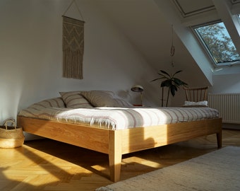 Oak bed frame W 180 L 200 H 38 cm