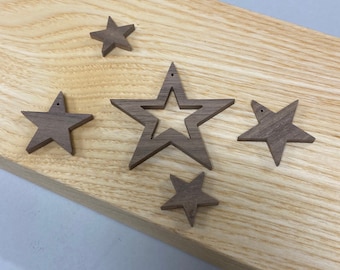 Solid wood stars – walnut wood – wooden decorative stars – Christmas & year-round decorations – handmade – natural wood