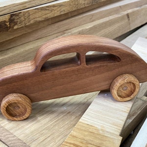 Coche de madera de nogal y roble, juguete de madera, coche, retro, inspirado en Montessori