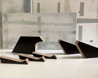 Abstract wood shapes as low poly animals polar bear & seal