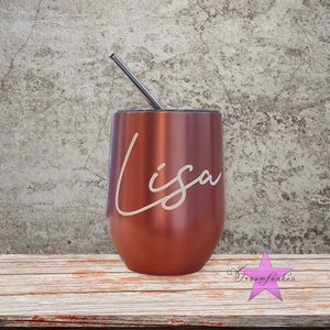 Thermobecher personalisiertes Weinglas / Wine Tumbler / JGA / Geschenk / Hochzeit Bild 1