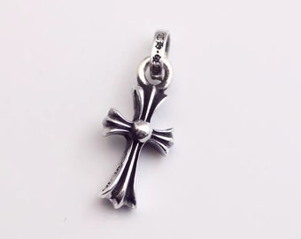 Chrome Hearts Necklace Pendant, Sterling Silver Gothic Cross Necklace, Silver Cross Chain Necklace Inspired Chrome Hearts Jewelry