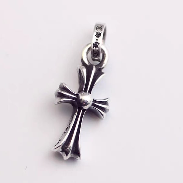 Chrome Hearts Necklace Pendant, Sterling Silver Gothic Cross Necklace, Silver Cross Chain Necklace Inspired Chrome Hearts Jewelry