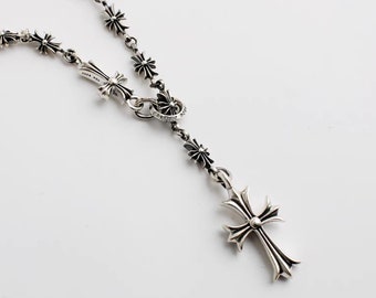 Chrome Hearts Style Necklace,Sterling Silver Gothic Cross Chain,Cross Pendant Necklace,Silver Chain Necklace Inspired Chrome Hearts Necklace