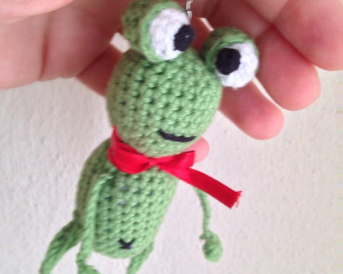 Crochet Frog Keychain Crochet Frog Plush Frog Keyring Bag Etsy