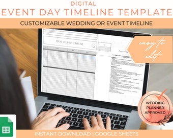 Template Event Day Timeline Wedding Day Of Execution Digital Spreadsheet Schedule Run Of Show Planning Planner Sheet Organization