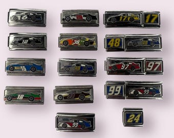 NASCAR Racing Cars Sports Vintage Italian Charms Jewelry - Jeff Gordan Gift For Him, Gift For Her, Christmas, Present, Anniversary, Birthday