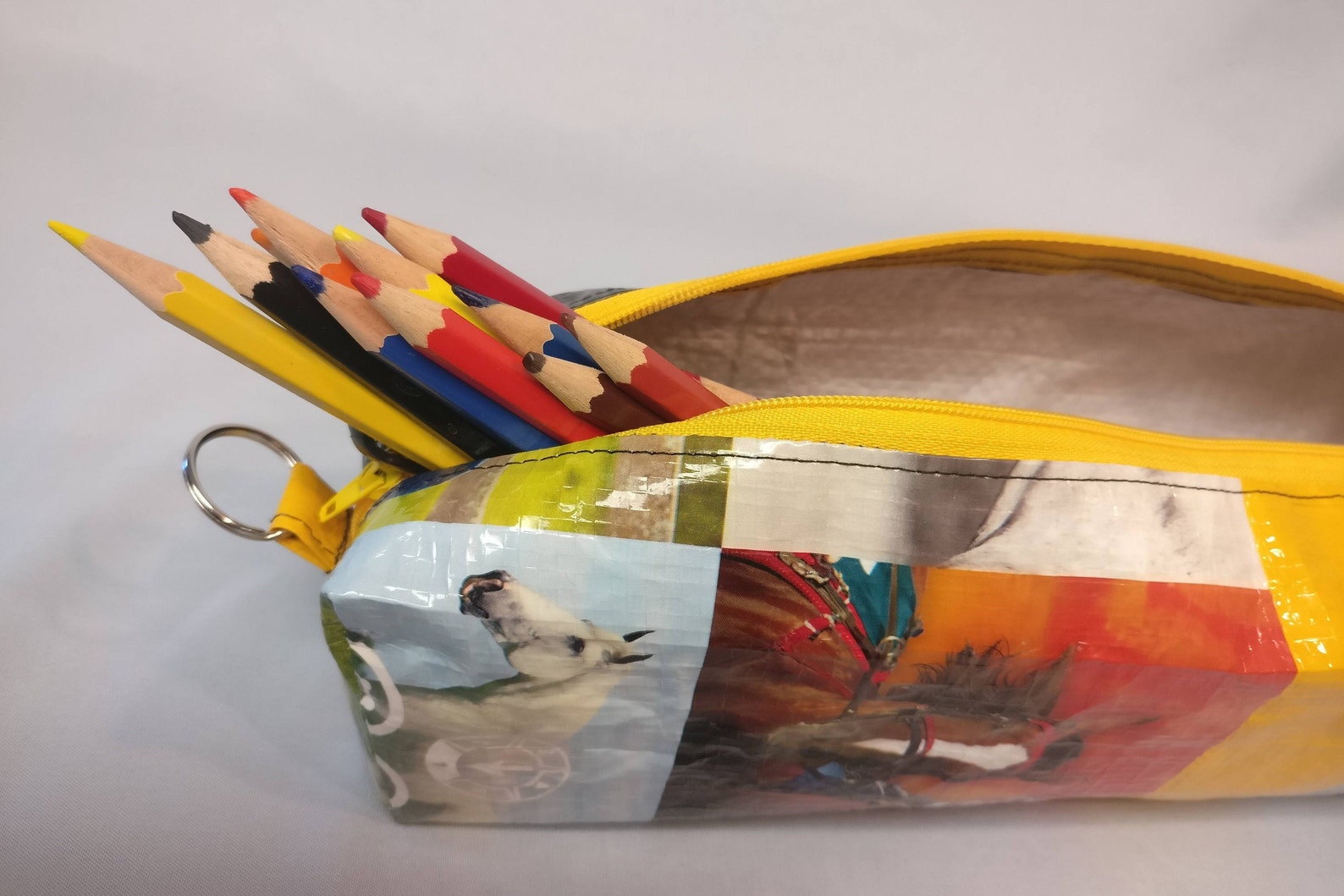 Large pencil case made with recycled plastic zipper close Etsy