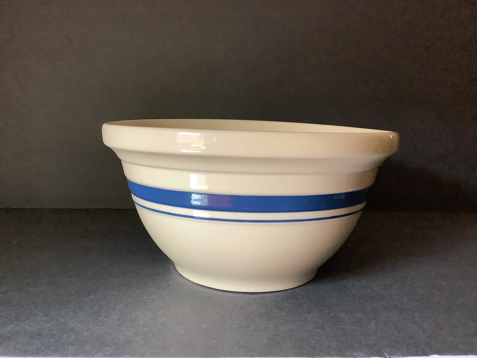 Friendship Pottery FP Roseville Ohio Blue Stripe Bowl | Etsy