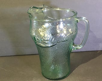 Vintage Coco-Cola  Pebble Green U.S.A. Glass Coke Pitcher