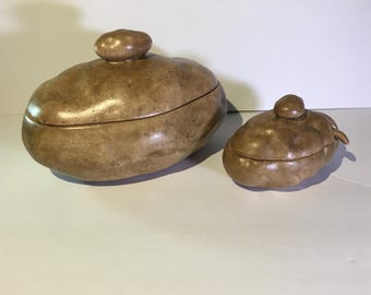 Vintage Atlantic Mold Ceramic Baked Potato Covered Serving Bowls