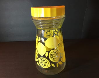 Vintage Glass Lemon Slices Juice Carafe Pitcher