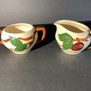 Vintage Franciscan Apple Hand Painted Creamer & Sugar Bowls Made in England