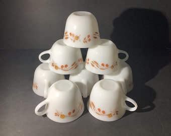 Vintage Pyrex Wheat & Berries Coffee/Tea Cups /Mugs