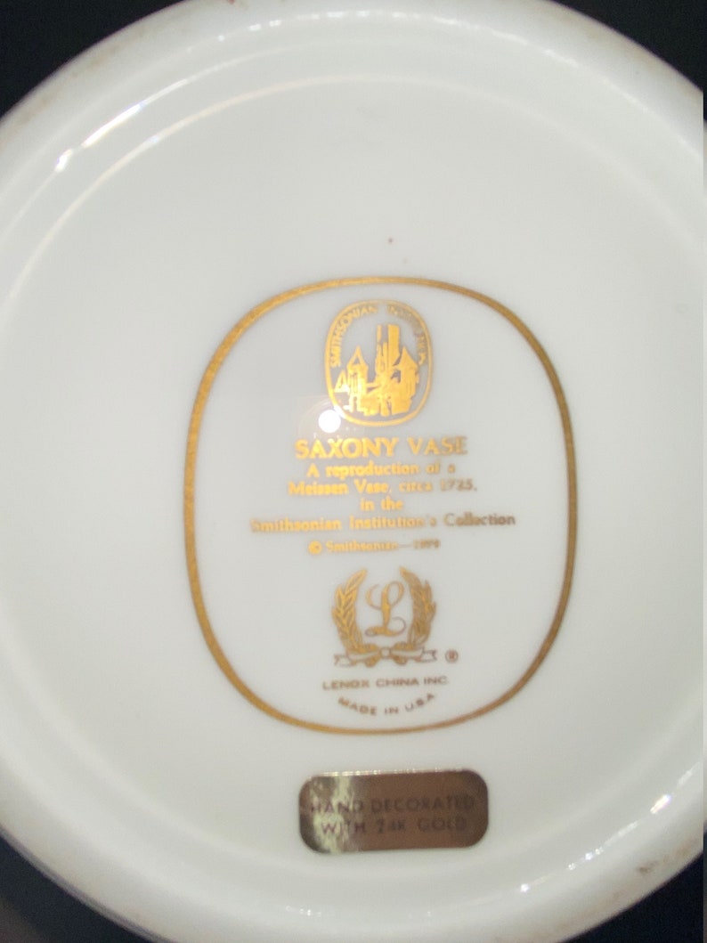 Vintage Lenox Saxony Vase Smithsonian Institutions Collection Etsy