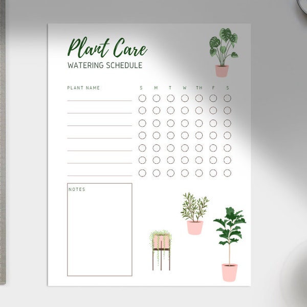 Plant Care Water and Fertilizer Tracker | Plant Care Schedule | Printable | US Letter, A4, A5