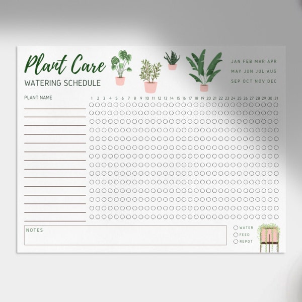 Printable Plant Care Planner, Instant Download, US Letter, A4, A5