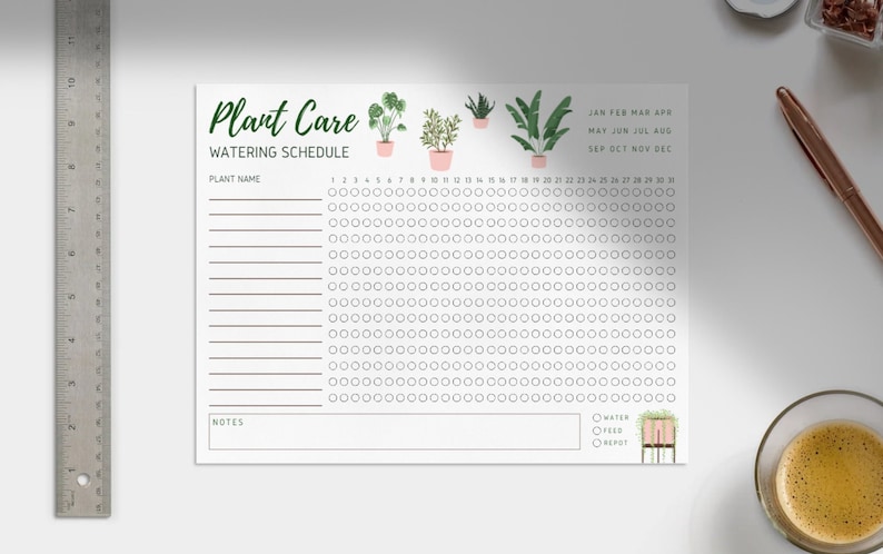 Plant Care Planner is a modern and simple design to help keep track of your plants. Purchase and get an your instant download. Comes in two different sizes; US Letter and A4.