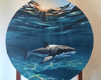 メバチザメ - キャンバスに描かれたサメの海の生き物 - Etsy 日本