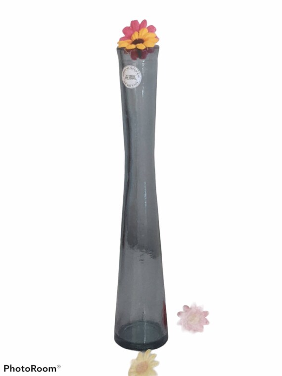 Recycled Glass Vidrios San Miguel Tall Blue Bud Vase Vtg Etsy Canada