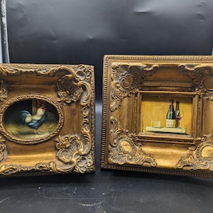 Vintage, Hand painted, Oil on Board, Signed, in Ornate, Gold Frames, Priced Each, Rare, Gorgeous, Farmhouse, Shabby Chic