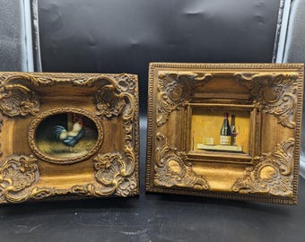Vintage, Hand painted, Oil on Board, Signed, in Ornate, Gold Frames, Priced Each, Rare, Gorgeous, Farmhouse, Shabby Chic