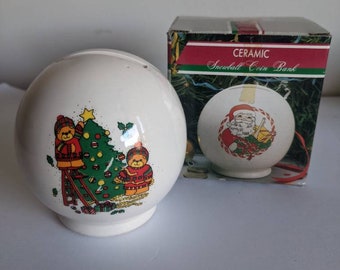 Vintage Ceramic Santa Piggy Bank, Christmas Decoration (New in Box)