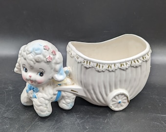 Vintage, Lefton, Puppy Dog, Planter, Unique, RARE, HTF, Gift for Spring, Easter, Mantel, Shelf, Dog Lover, Collector, Nursery, Shower Gift