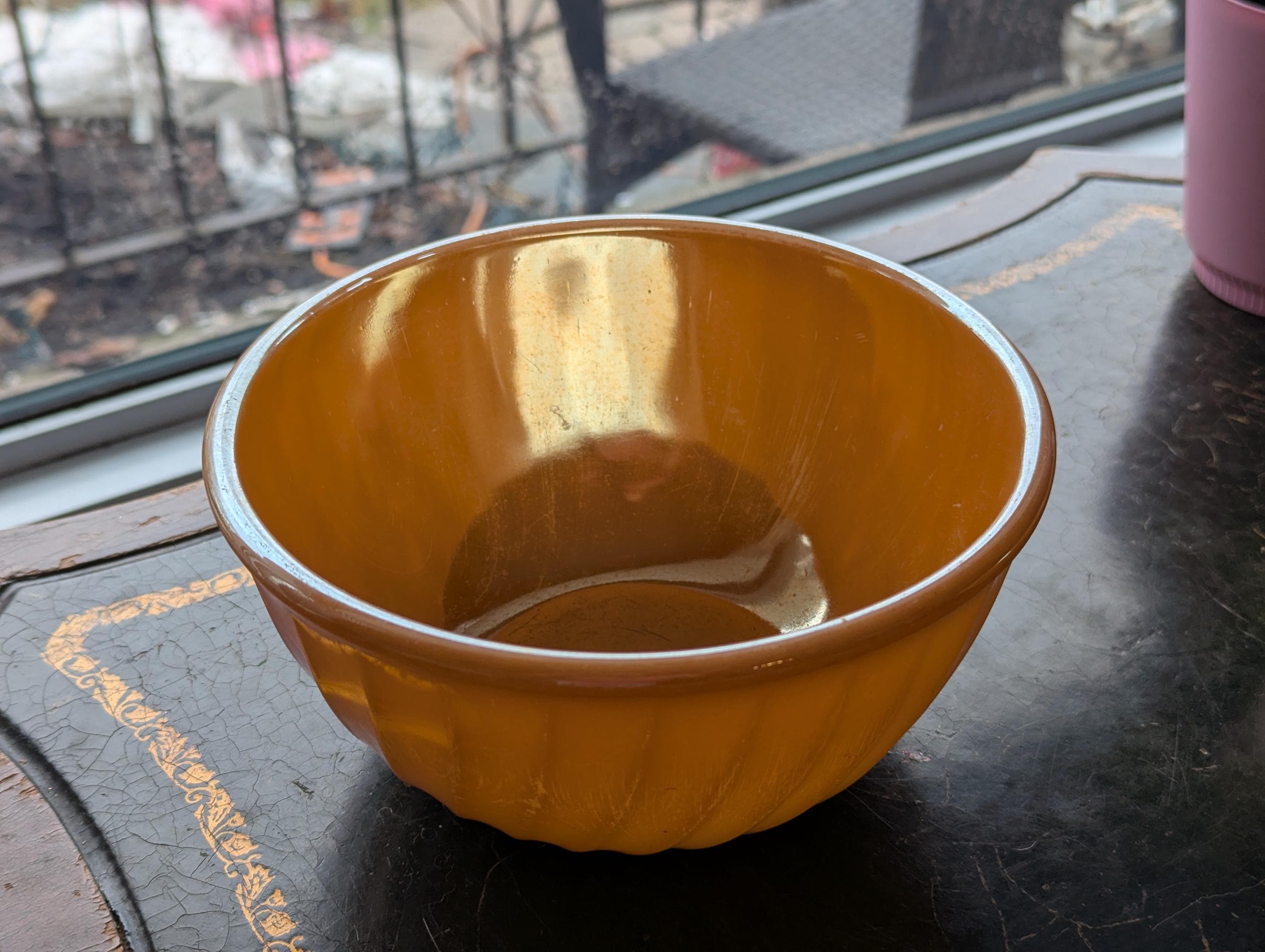 ヴィンテージ、ファイヤーキング、ピーチラスター、渦巻き模様、7