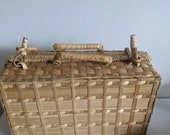Vintage Wicker Picnic Basket, Suitcase Style, Rectangular Shape, Beach Basket, Rattan Weave, Camping Basket, Picnic Lunches, Home Decor