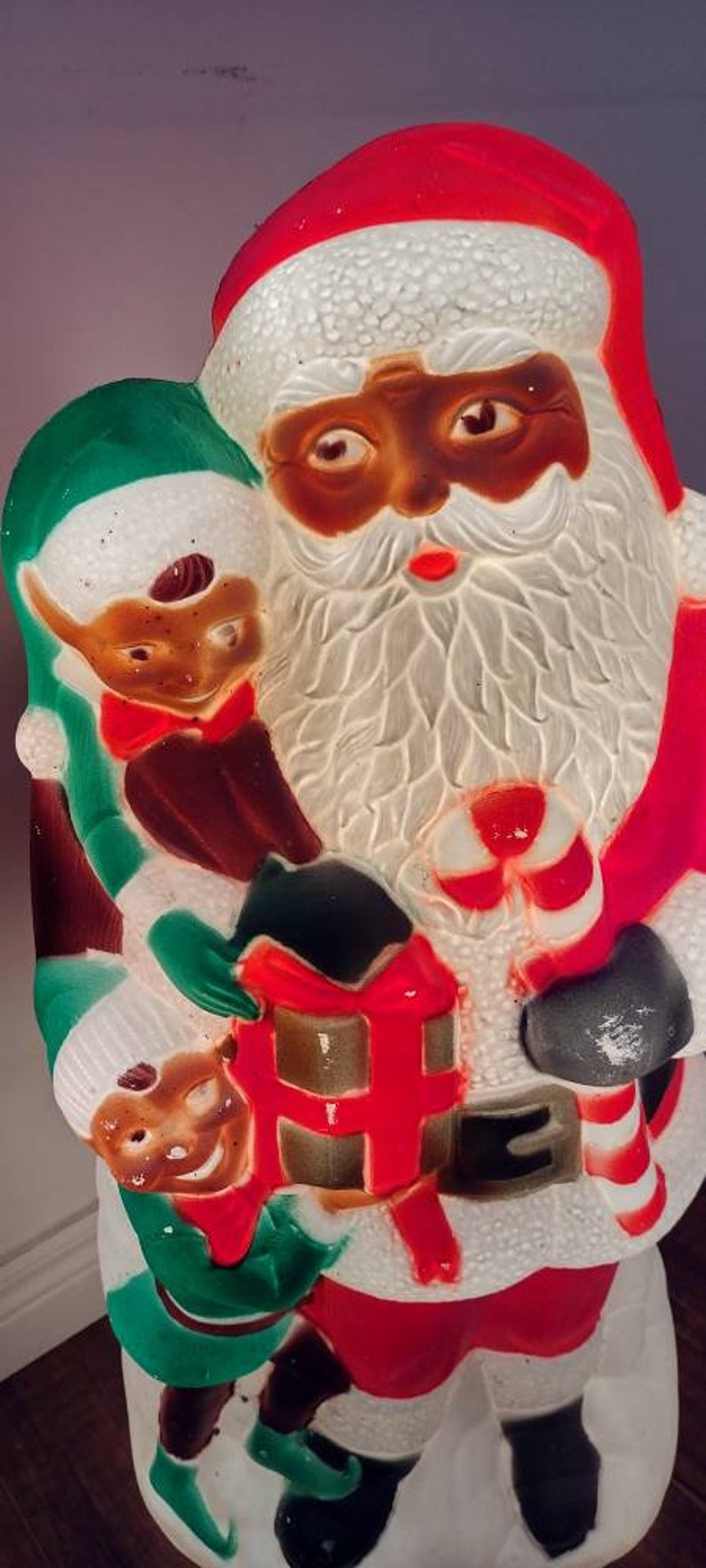 2001 Vintage, 32'' Santa Claus, Blow Mold, Elf, Elves, TPI, Lighted