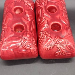 Pair, of Vintage, Royal Haeger, Floral, Candlestick Holders, in Burgundy, R682, Gorgeous Glaze, Perfect Condition, Rare