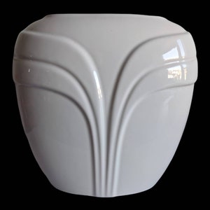 Retro, Vase, White, Drape, Waterfall, Rare, Hollywood Regency, MCM, Miami Vice, Flowers, Palm Fronds
