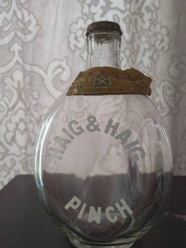 Vintage, Haig and Haig, Whiskey Bottle, Three Sided, Pinched, Bar