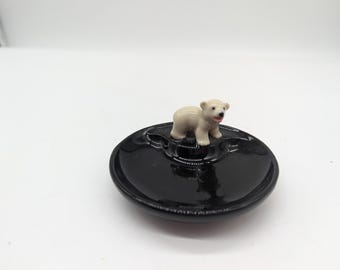 Vintage, Early, First, Wade Whimsies, Polar Bear, Pin Dish, White Bear, Perfect Condition,