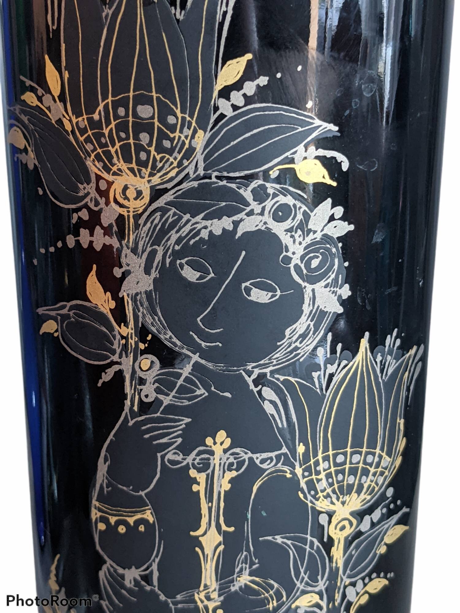 ROSENTHAL, Bjorn Wiinblad, Black and Gold, Porcelain Vase From The