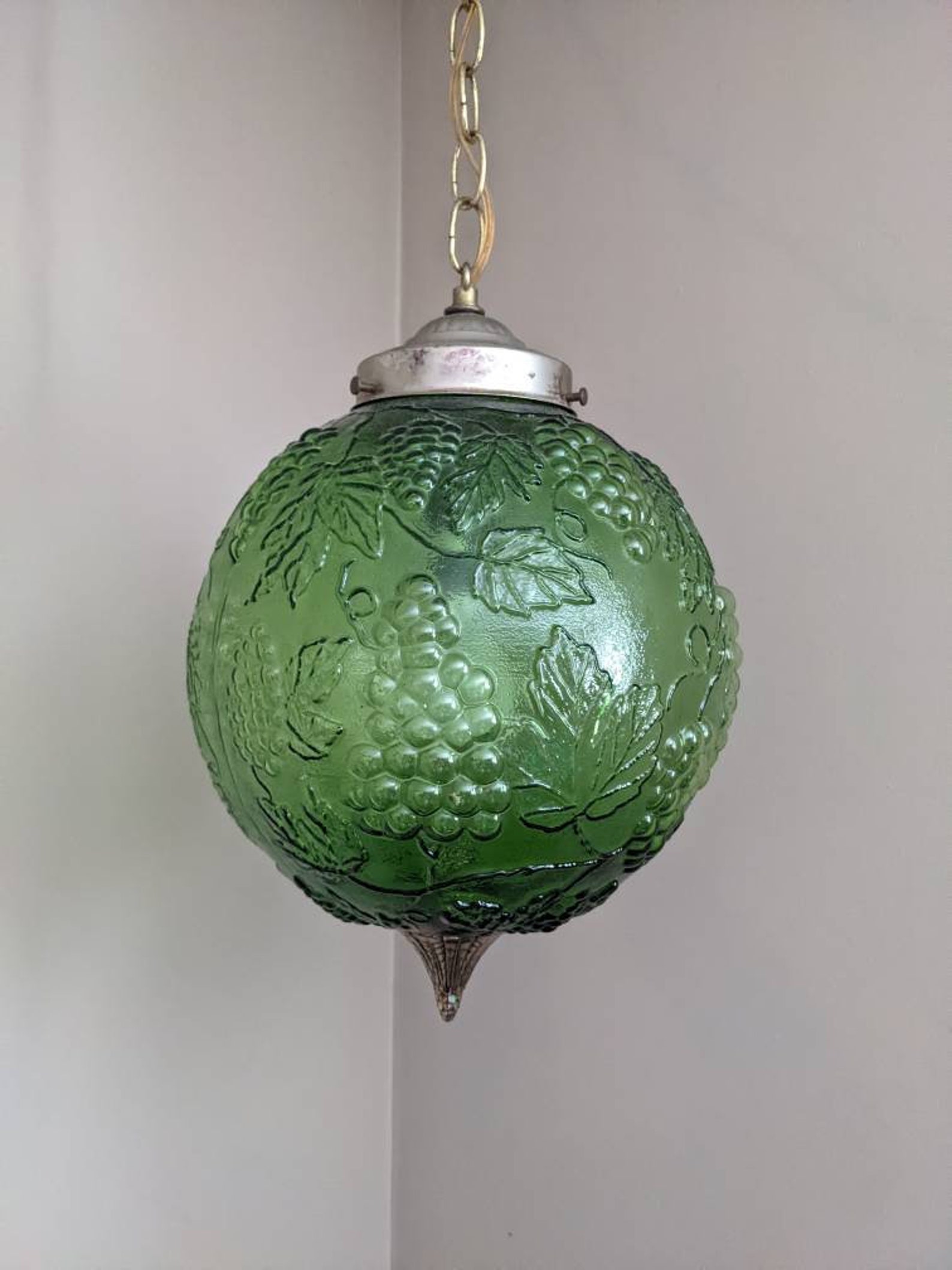 Vintage Swag Lamp Green Grapes Vines Retro Rare Lamp Etsy