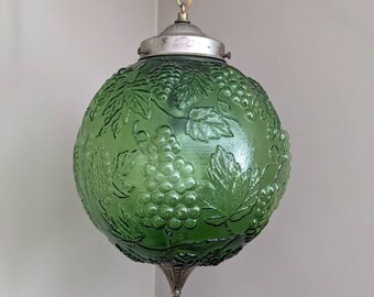Vintage Swag Lamp Green Grapes Vines Retro Rare Lamp