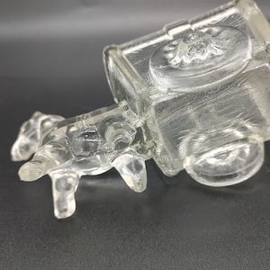 ヴィンテージ ガラス 馬、ポニー、またはロバとオープンカート - ガラス製馬車 - つまようじ、ジュエリー、または植物ホルダー - 西洋風装飾
