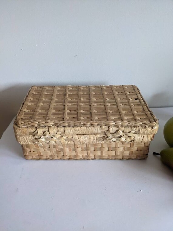 Vintage Wicker Picnic Basket, Suitcase Style, Rec… - image 5